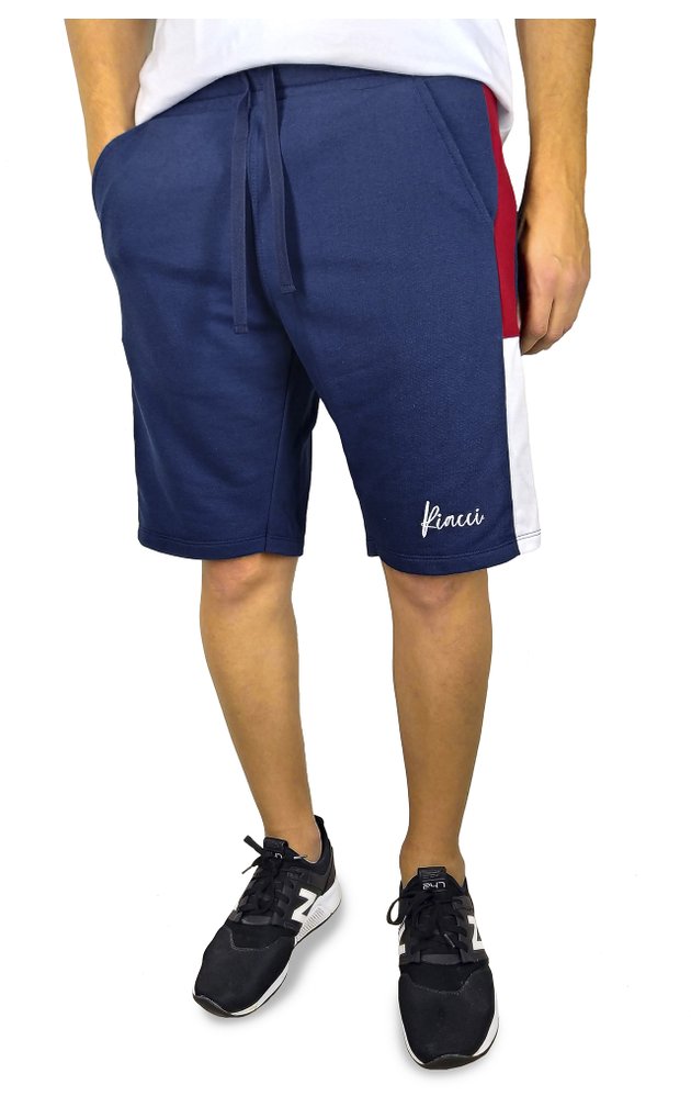 5196m bermuda moletom masculino riacci faixa lateral marinho