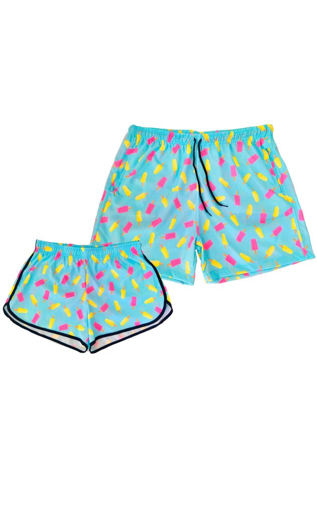 kit casal short praia tactel premium riacci picole