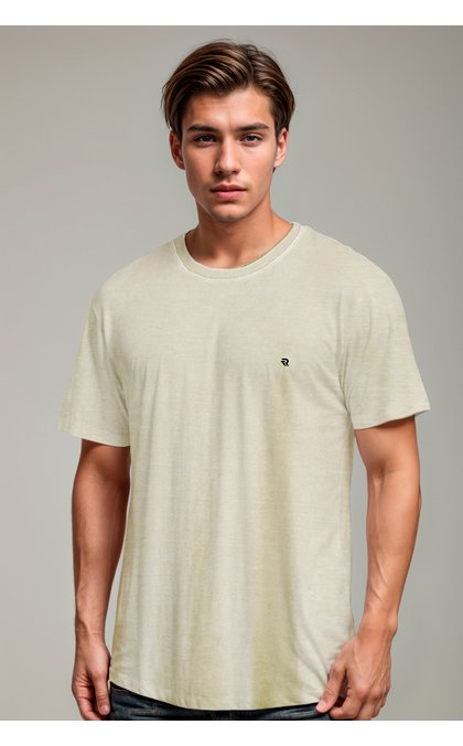 camiseta estonada masculina meia malha penteada basica riacci areia