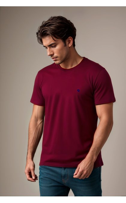 camiseta lisa masculina meia malha penteada basica riacci bordo