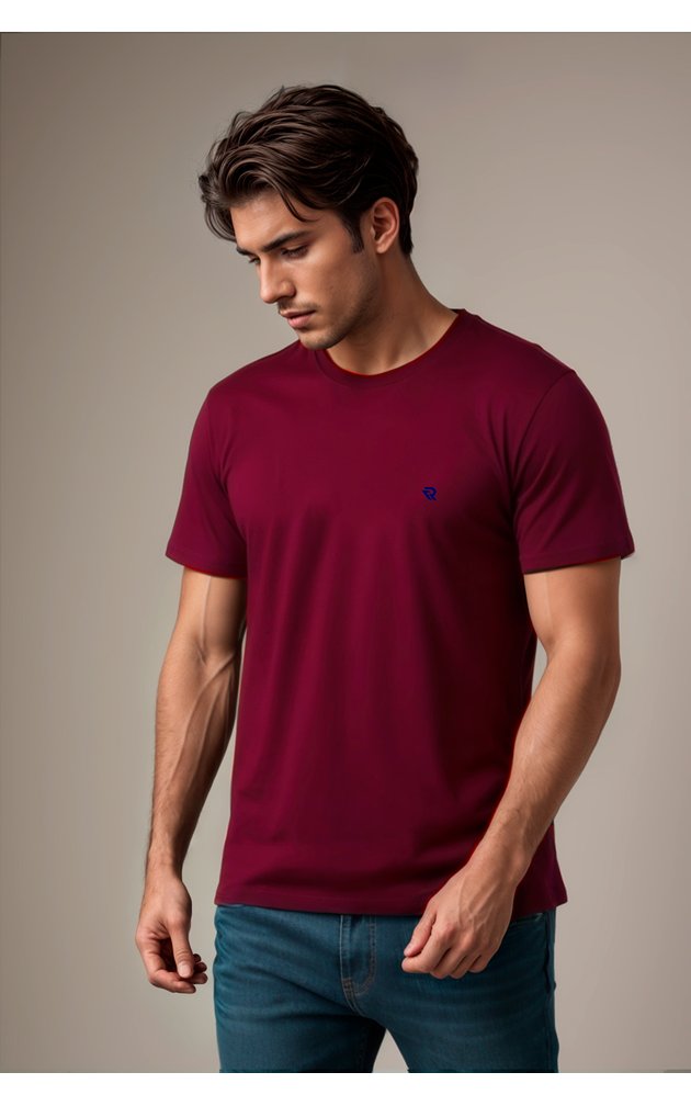 camiseta lisa masculina meia malha penteada basica riacci bordo