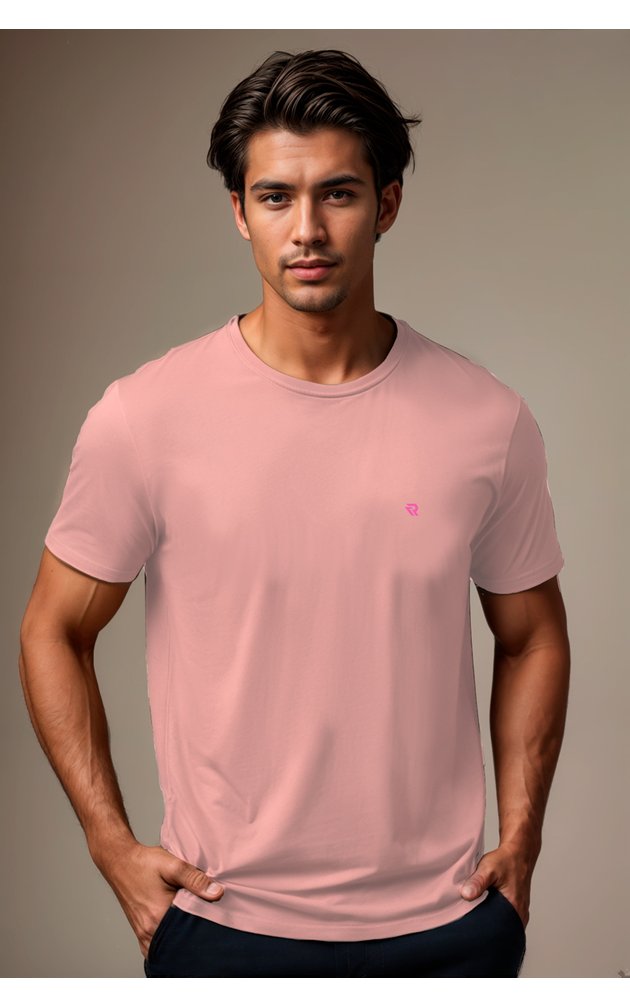 camiseta lisa masculina meia malha penteada basica riacci rose