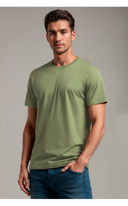 camiseta lisa masculina meia malha penteada basica riacci verde claro