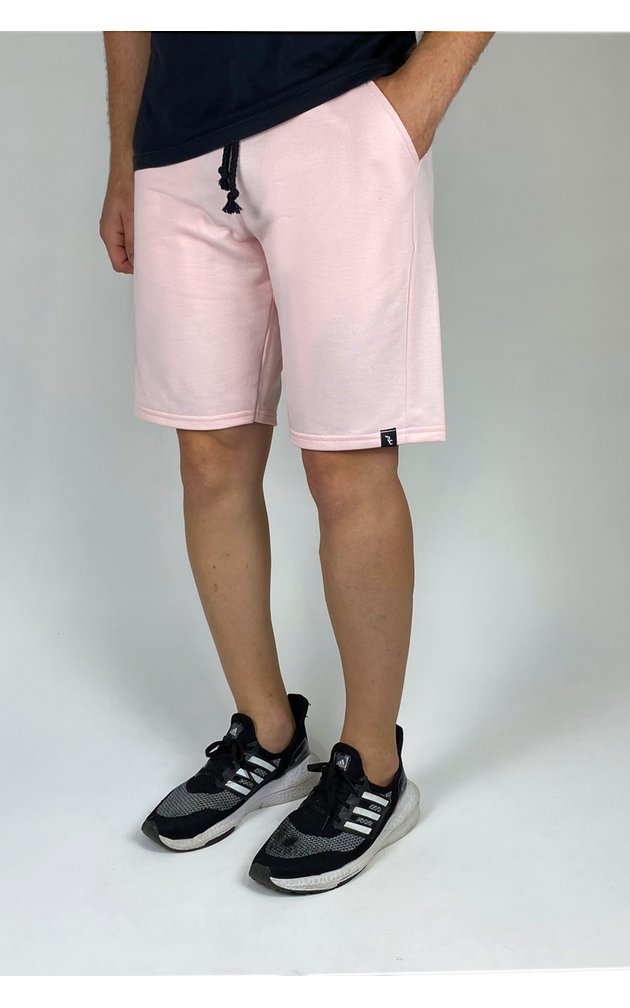 bermuda de moletom premium masculino academia casual riacci rosa claro