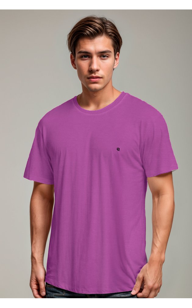 camiseta estonada masculina 100 algodao meia malha penteada basica riacci roxo