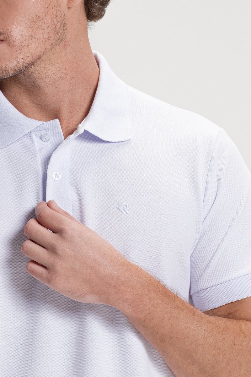 camisa polo masculina casual branco