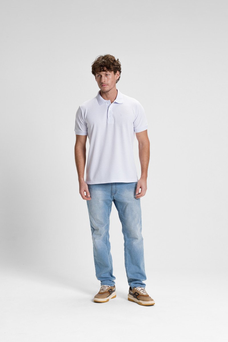 camisa polo masculina casual branco2