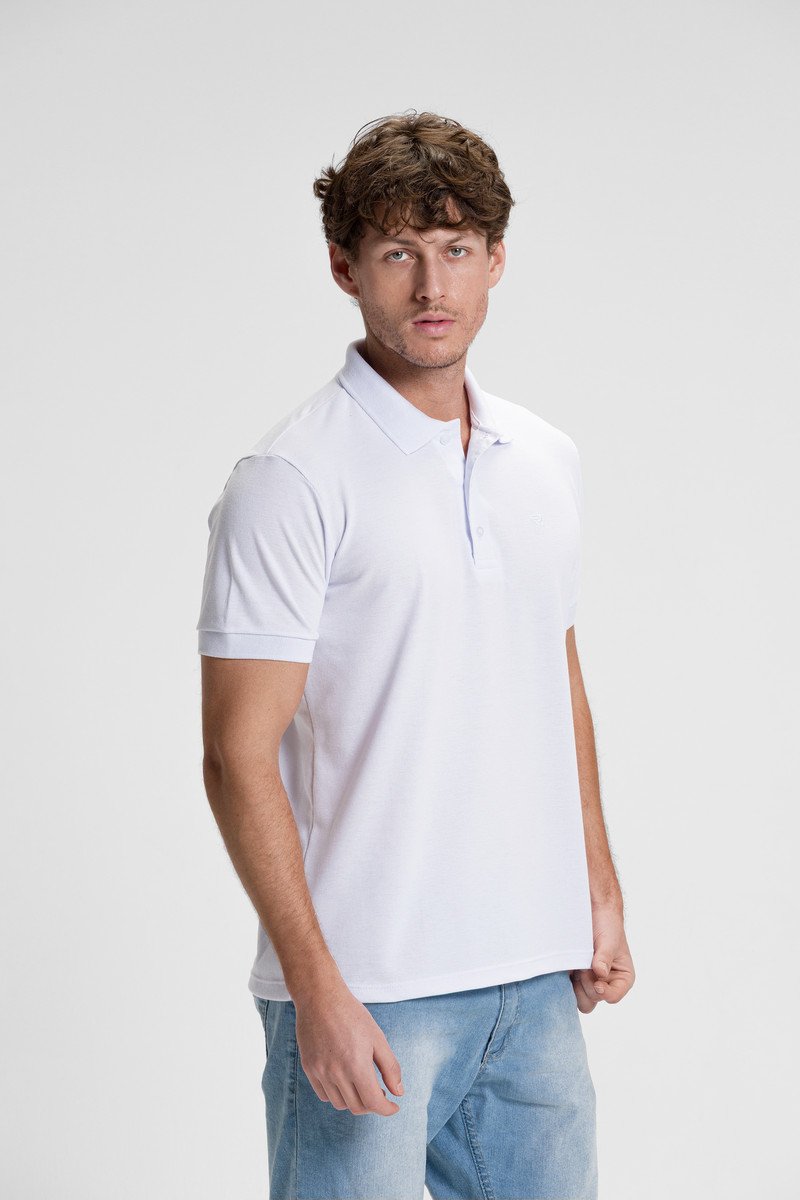 camisa polo masculina casual branco4