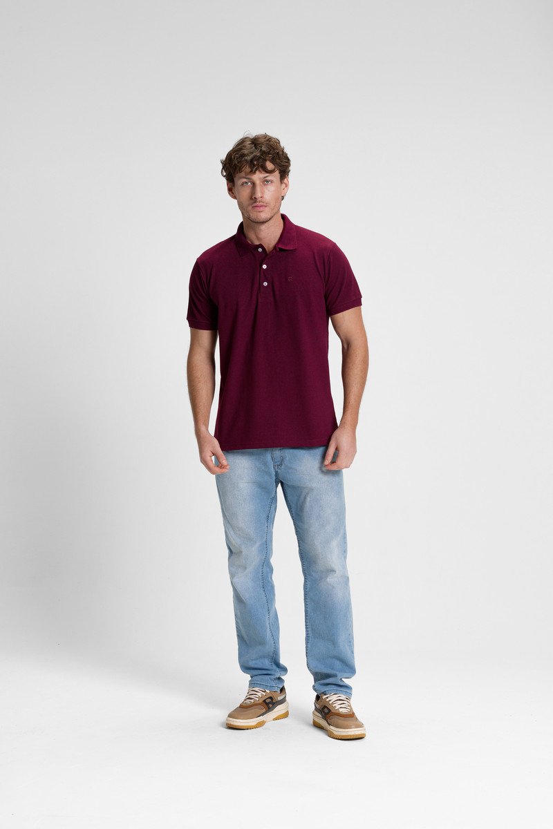 camisa polo masculina casual bordo1